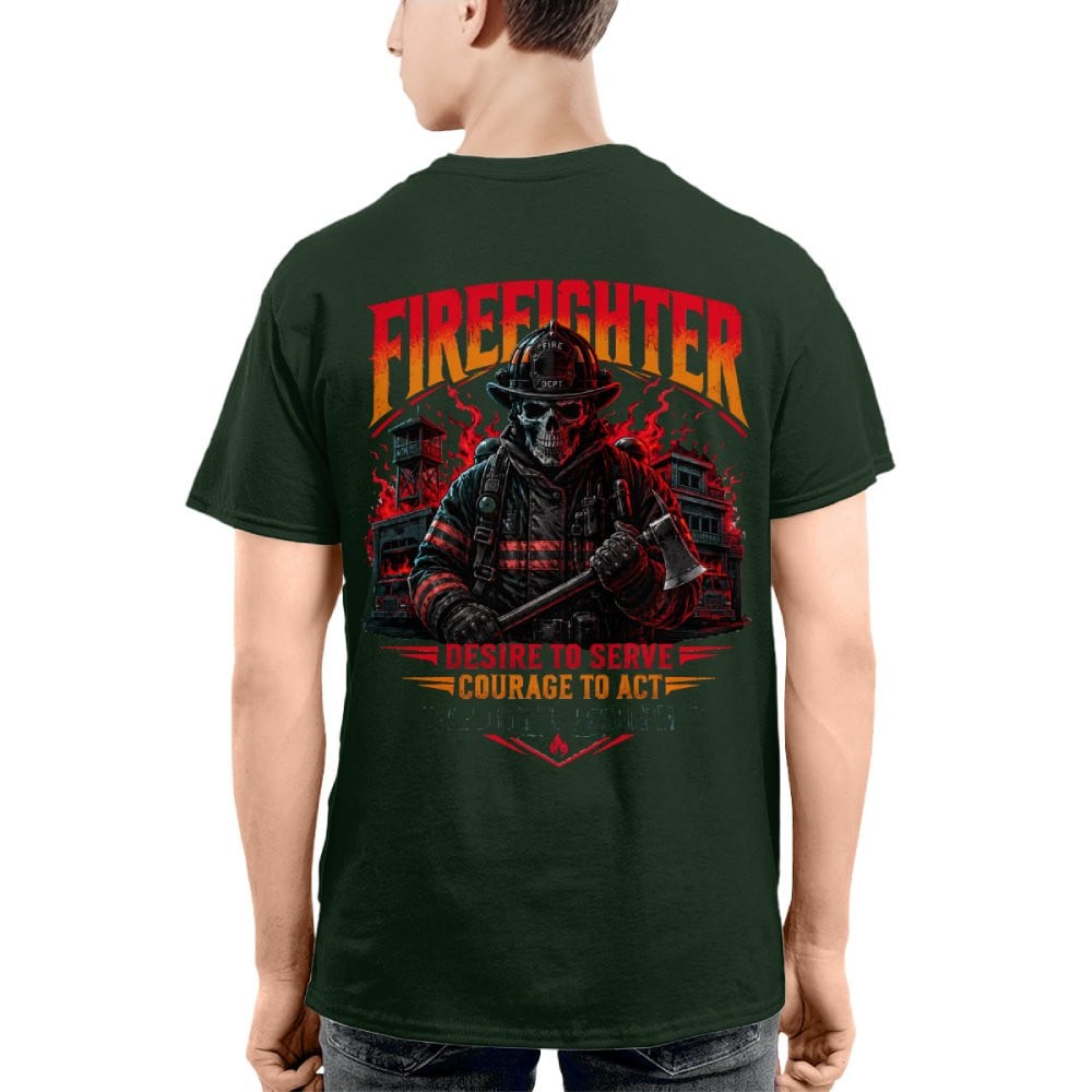 Courage Firefighter Skull Apparel - T-Shirt Hoodie & More