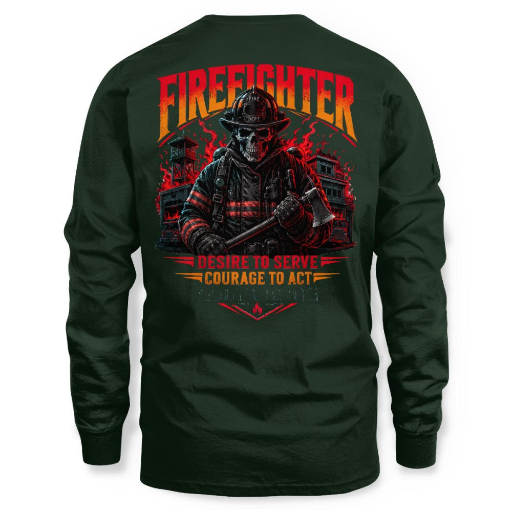 Courage Firefighter Skull Apparel - T-Shirt Hoodie & More