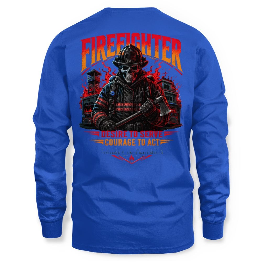 Courage Firefighter Skull Apparel - T-Shirt Hoodie & More