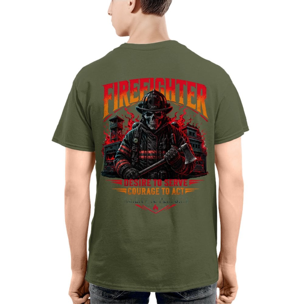 Courage Firefighter Skull Apparel - T-Shirt Hoodie & More