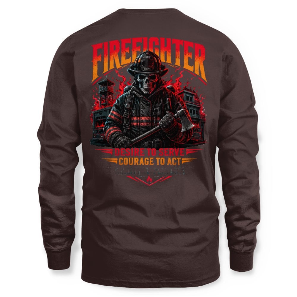 Courage Firefighter Skull Apparel - T-Shirt Hoodie & More