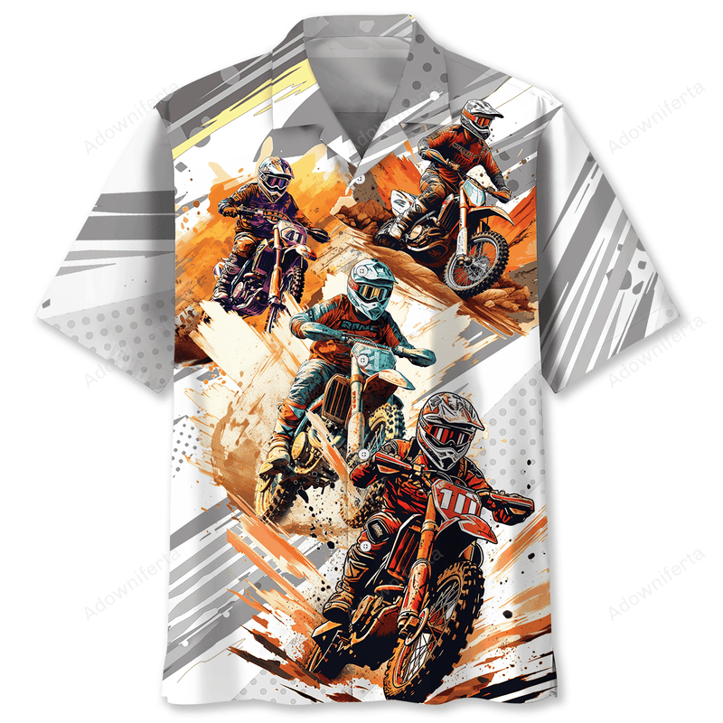 Sport Dirt Bike Racing Style Hawaiian Shirt