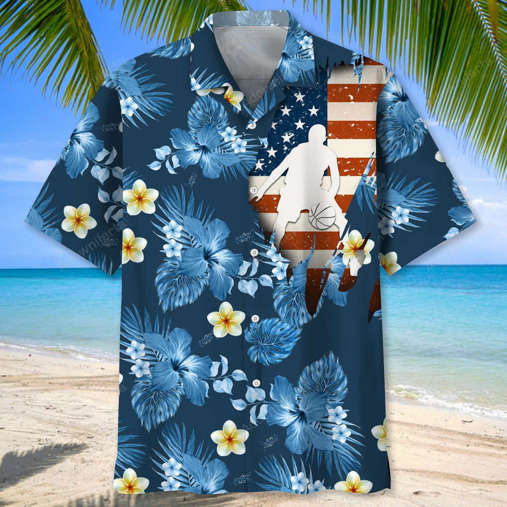 basketball usa tropical hawaiian shirt