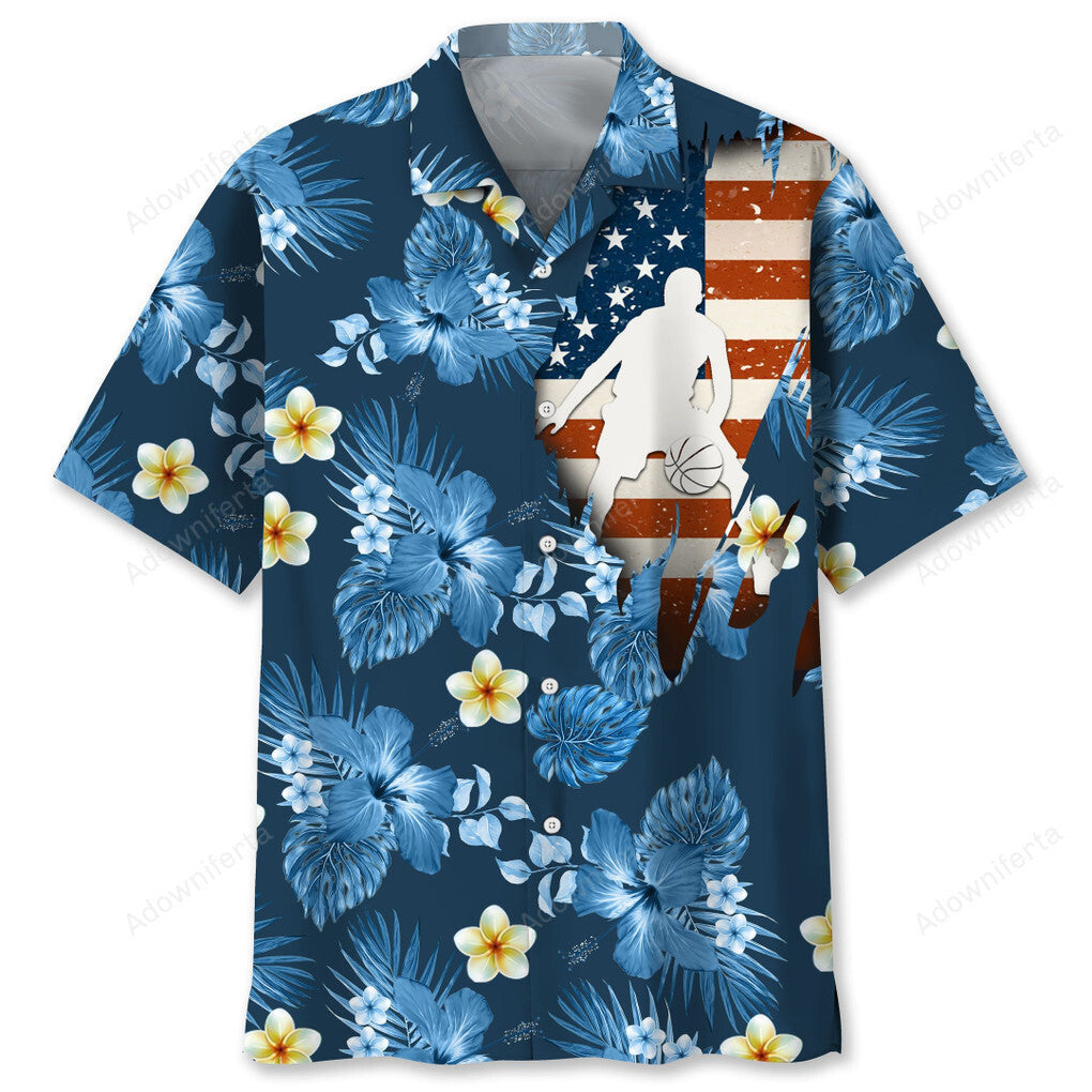 basketball usa tropical hawaiian shirt