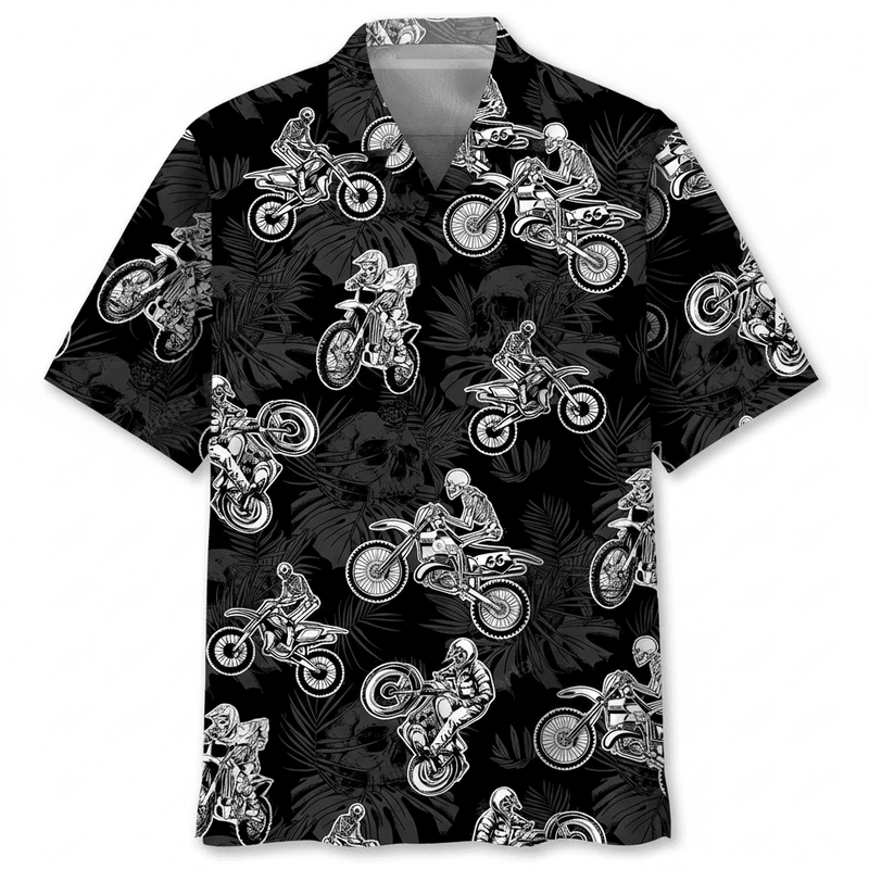 Black Dirt Bike Racing Hawaiian Shirt