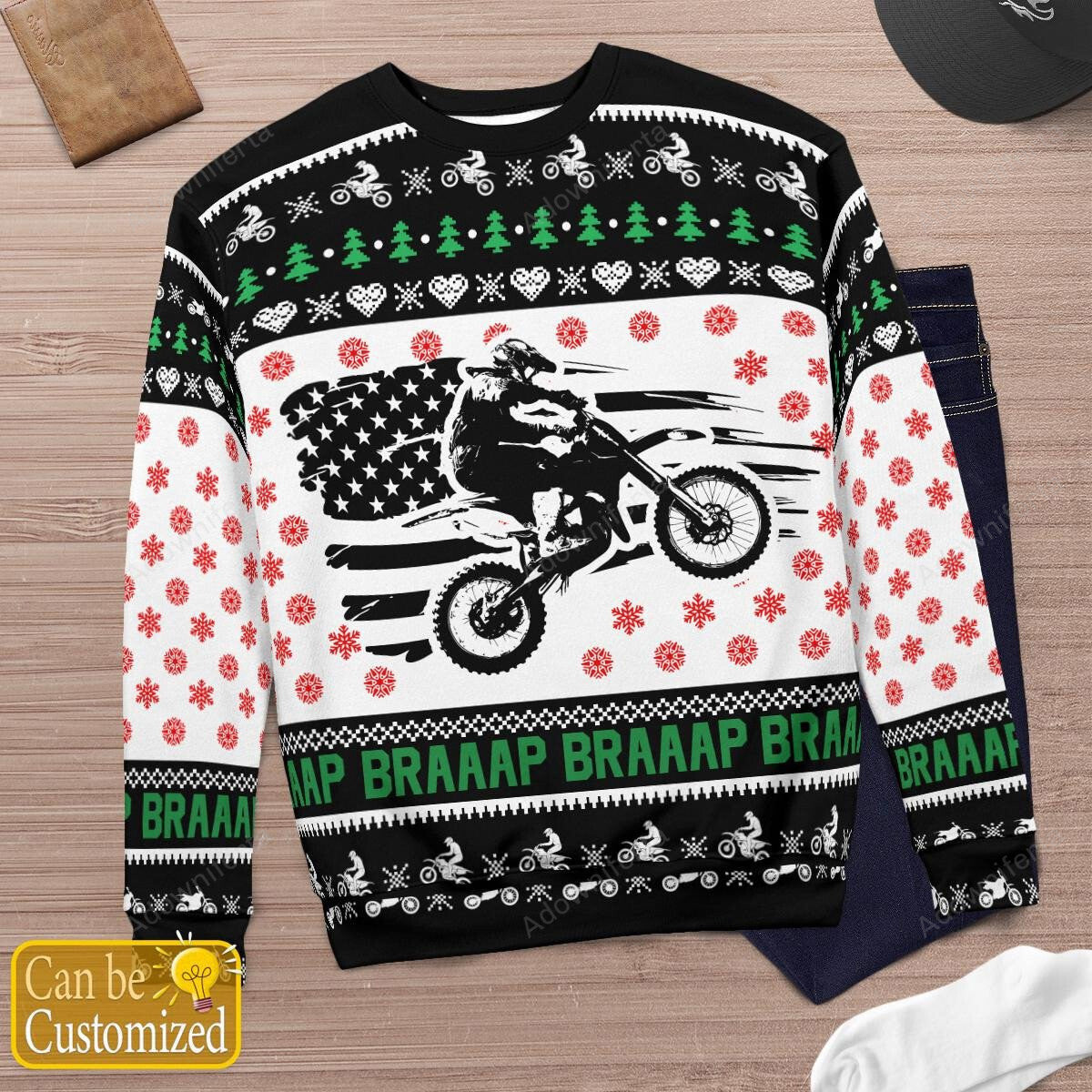 Personalized Dirt Bike Xmas Red AOP Shirt