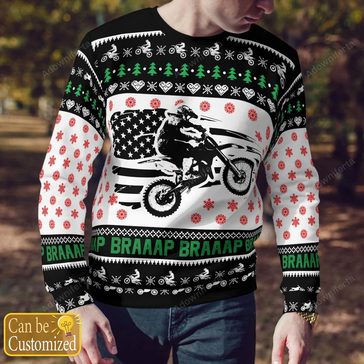 Personalized Dirt Bike Xmas Red AOP Shirt