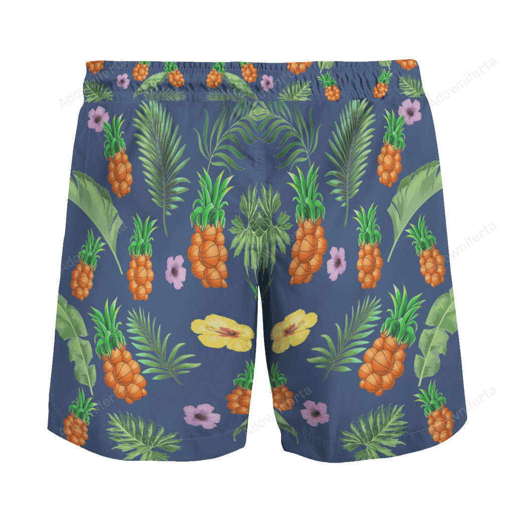 basketball pineapple beach hawaiian shorts