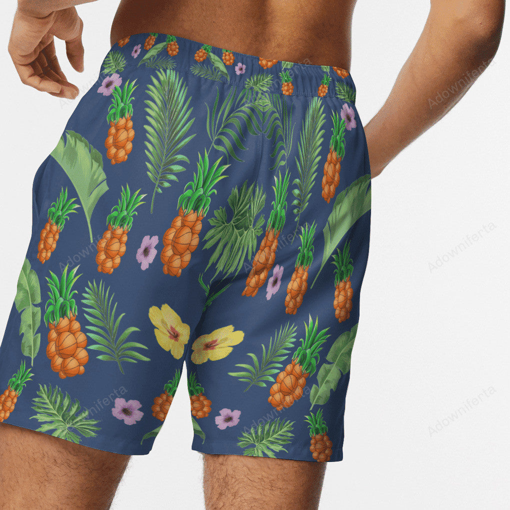 basketball pineapple beach hawaiian shorts