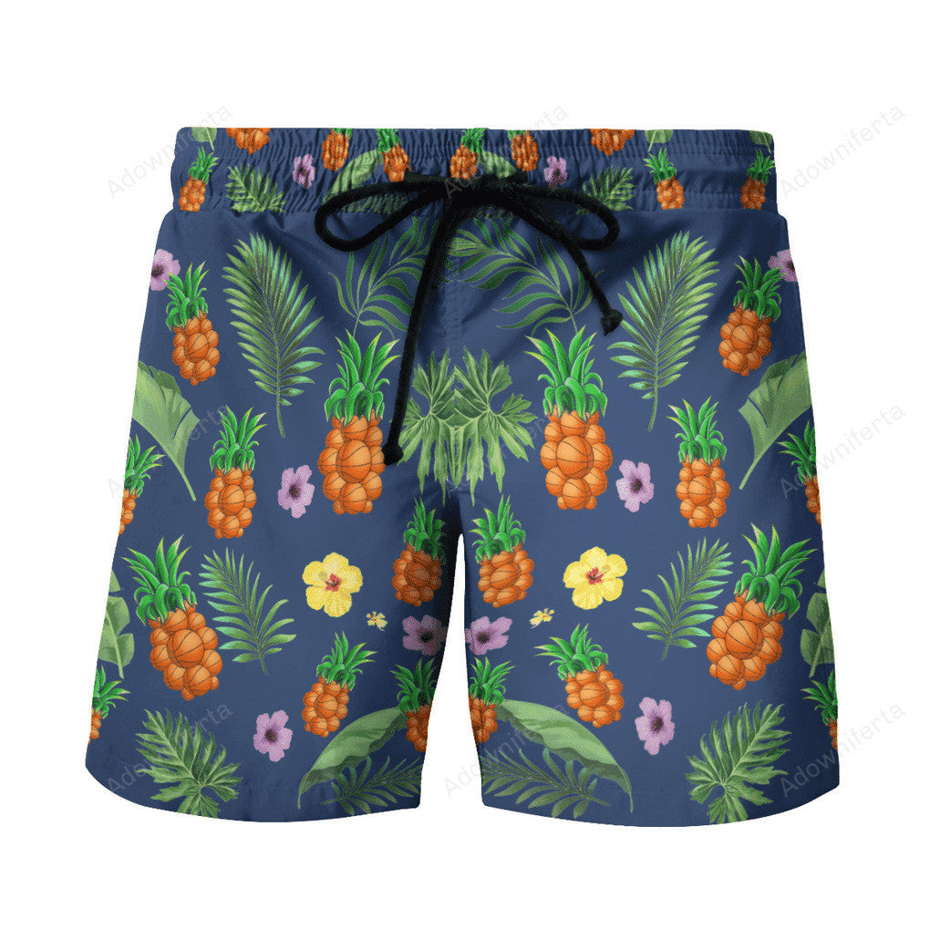 basketball pineapple beach hawaiian shorts