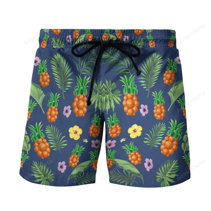 basketball pineapple beach hawaiian shorts
