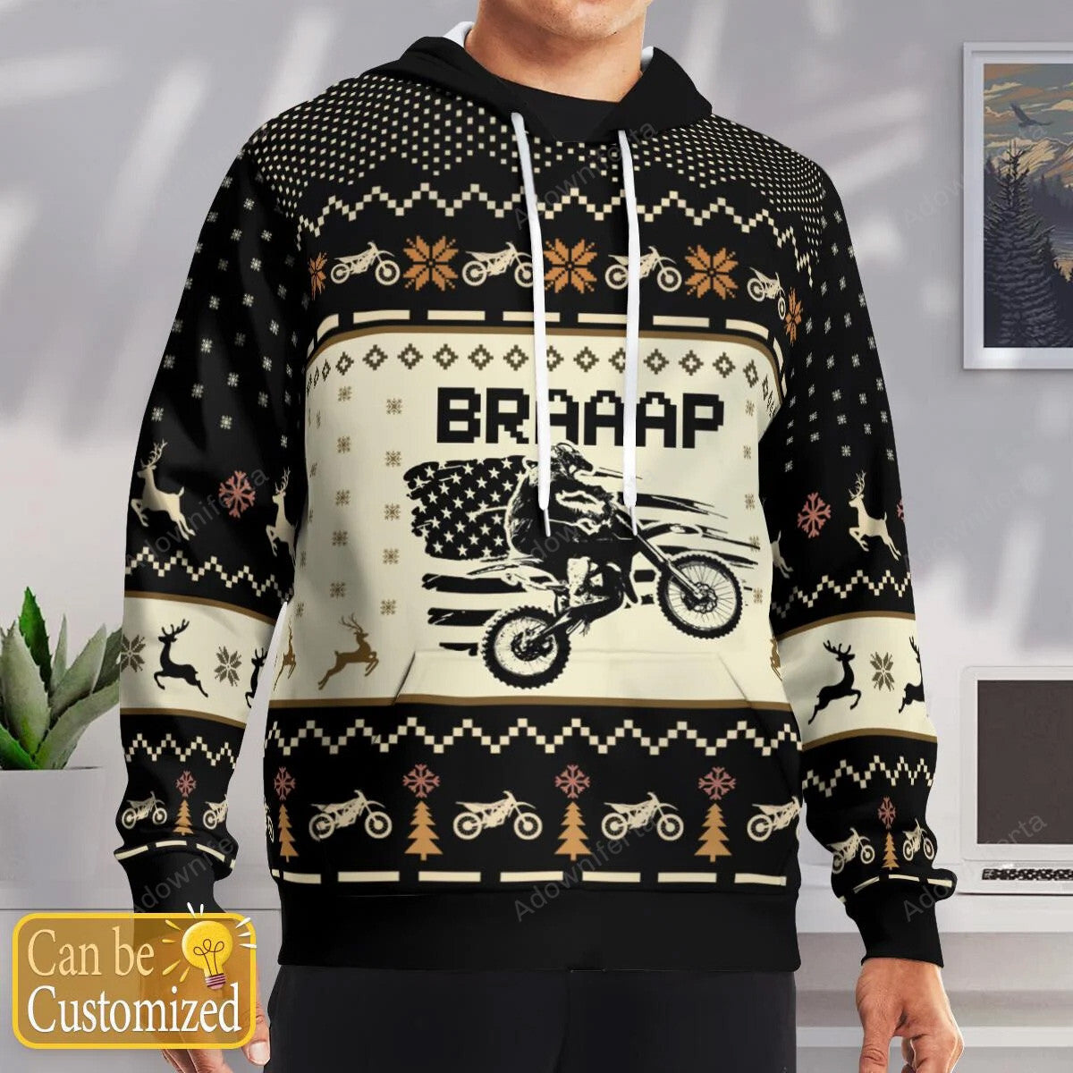 Personalized Dirt Bike Xmas Vintage AOP Shirt