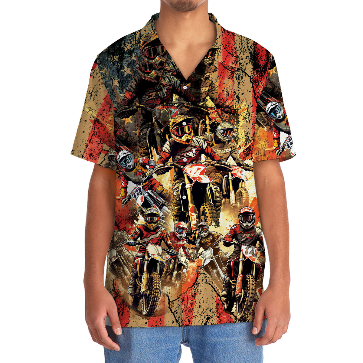 Patriotic Dirt Bike Racing Hawaiian Shirt