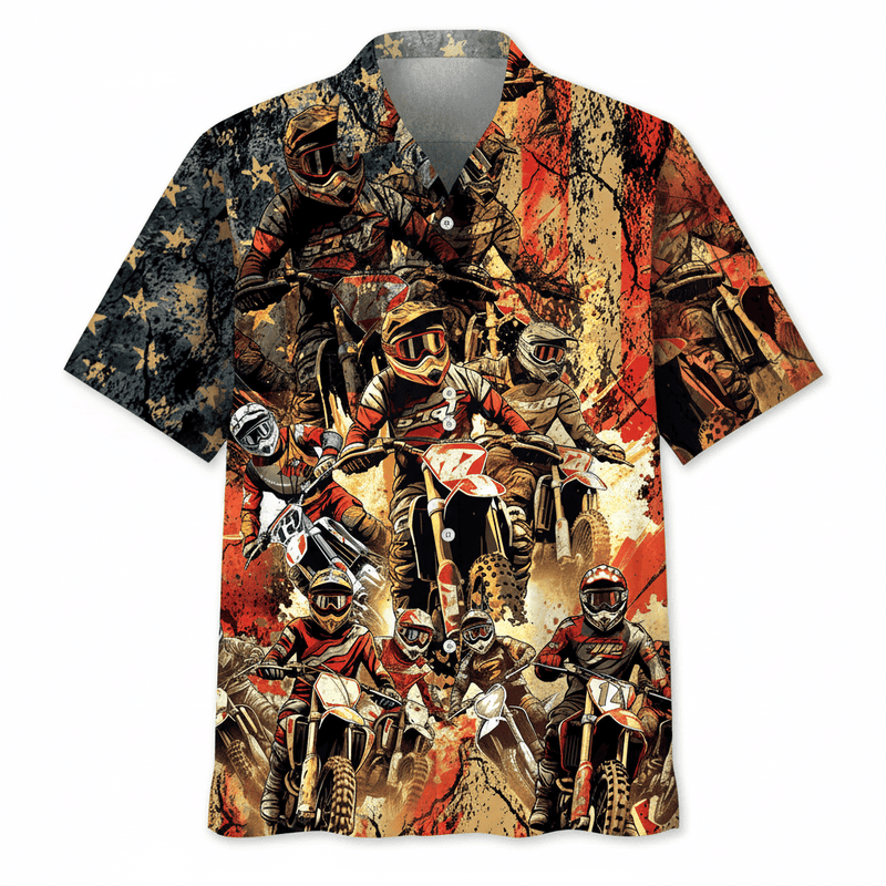 Patriotic Dirt Bike Racing Hawaiian Shirt
