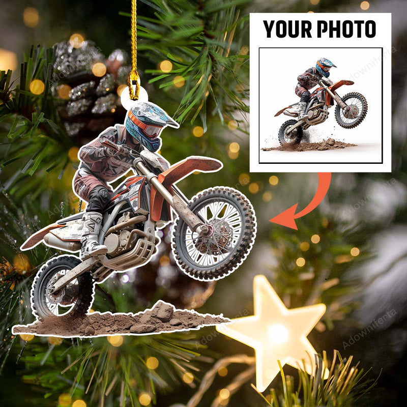 Funny Dirtbike Face Personalized Acrylic Ornament, Custom Photo Ornament