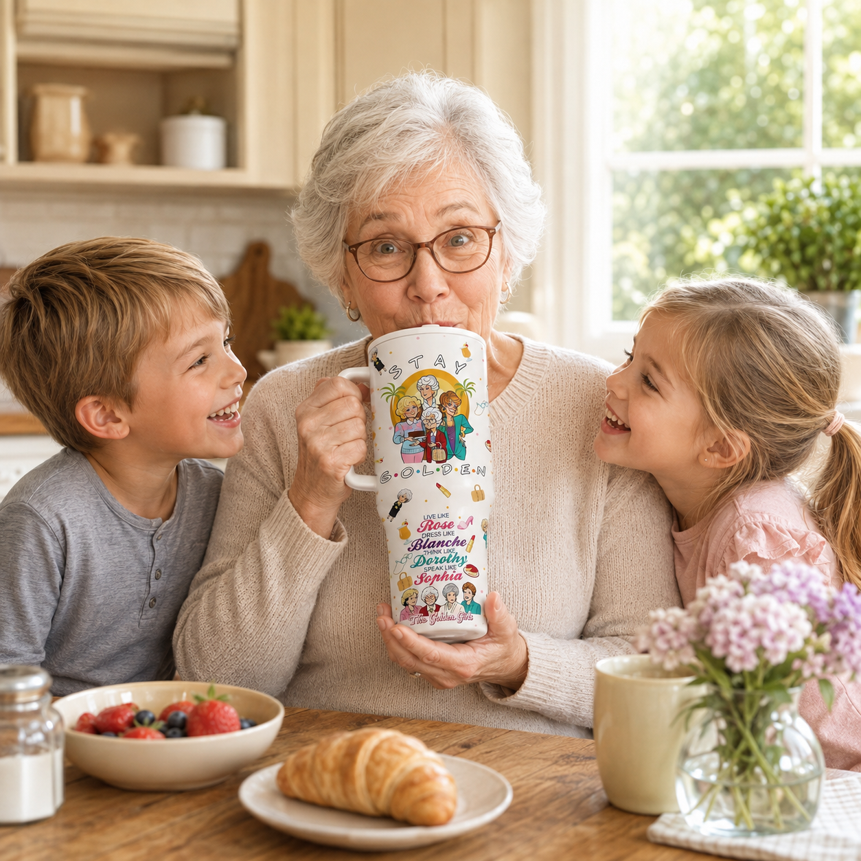 1 Pc 40oz Golden Girls Stainless Steel Tumbler with Handle & Lid, Gift for Women Mom Grandma