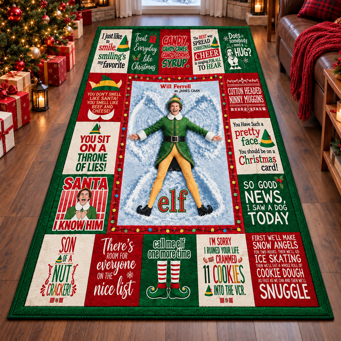 National Lampoon's Christmas Vacation Quotes Rug – Funny Griswold Family Christmas Area Rug, Holiday Decor