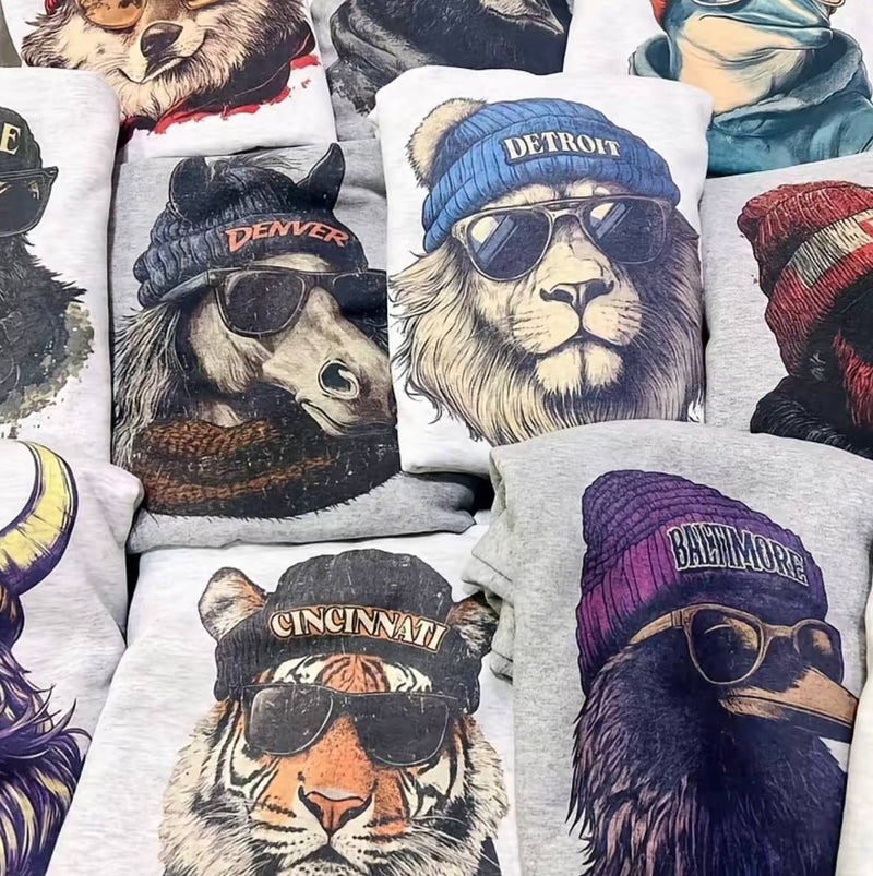 Spirit Animal Football Graphic Sweatshirts City Animal Sports Pullover Game Day City Football
