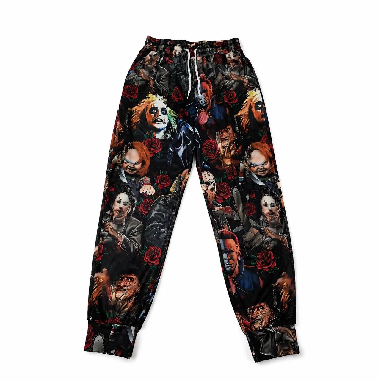 Men's Athletic Pants with Evil Character Graphic Print, Casual Polyester Joggers with Drawstring Waist for Sports and Everyday Wear, Athletic Men's Pants, Form-Fitting Men's Pants