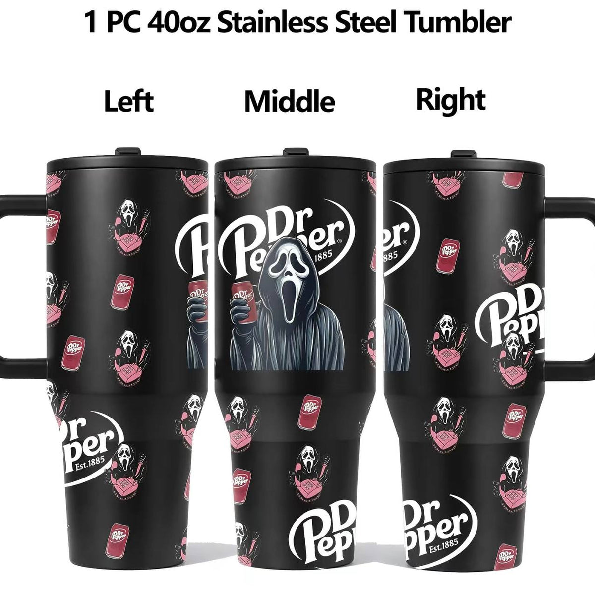 1 Pc 40oz Horror scream cartoon soda print, spooky aesthetic gift for women men, travel daily use tumbler