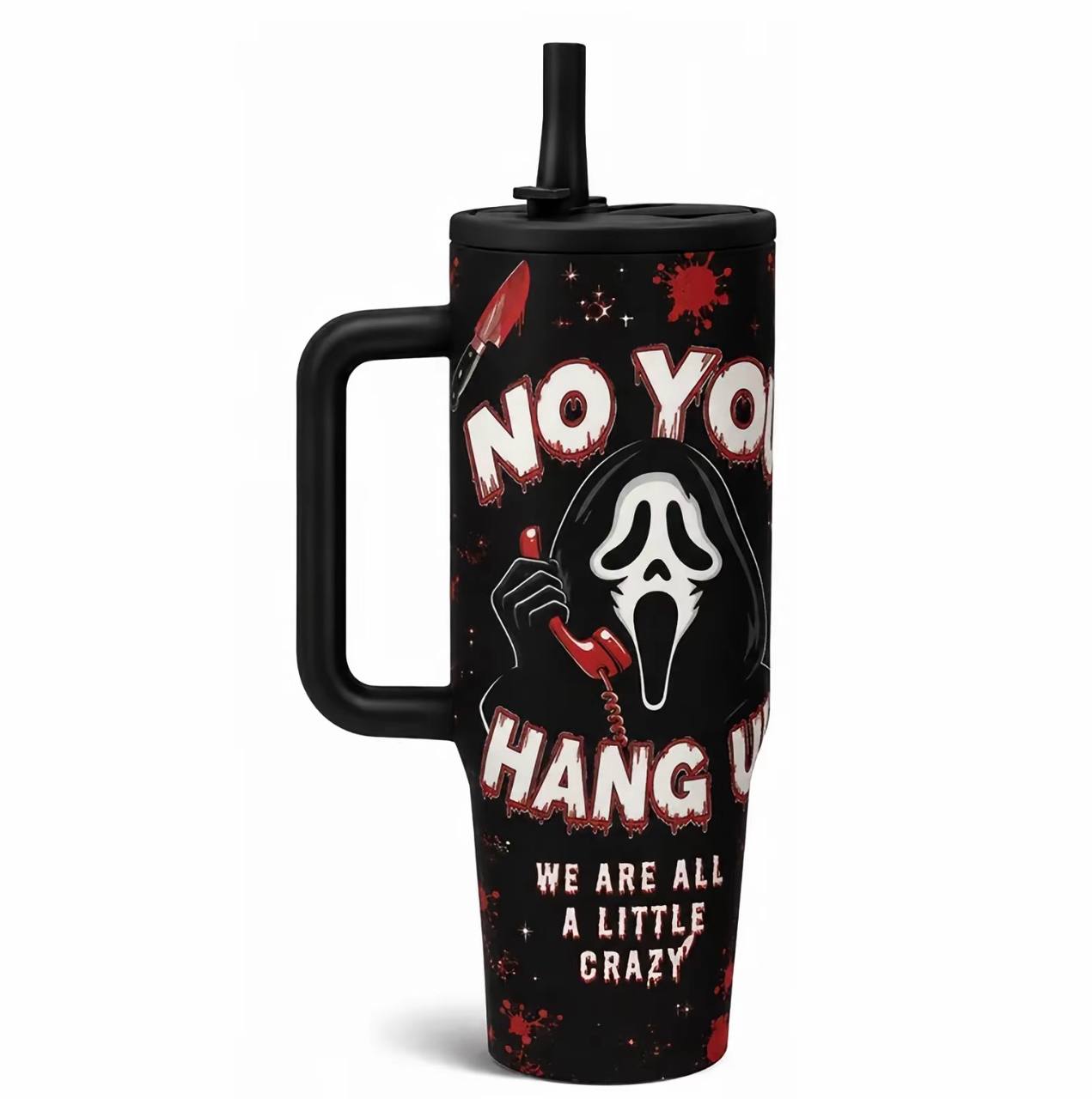 1 Pc 40oz Horror scream cartoon soda print, spooky aesthetic gift for women men, travel daily use tumbler