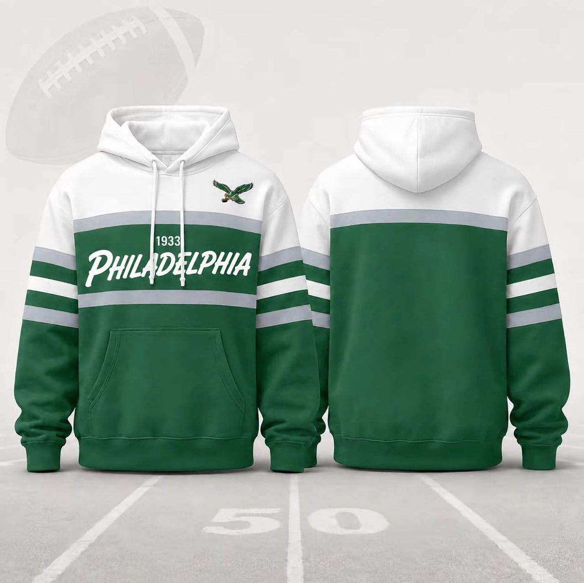 Unisex Football Retro City Letter Hoodie, All Team Color-Block Striped Hooded Sweatshirt, Long-Sleeve Casual Top For Sports Game Day And Daily Street Outfits