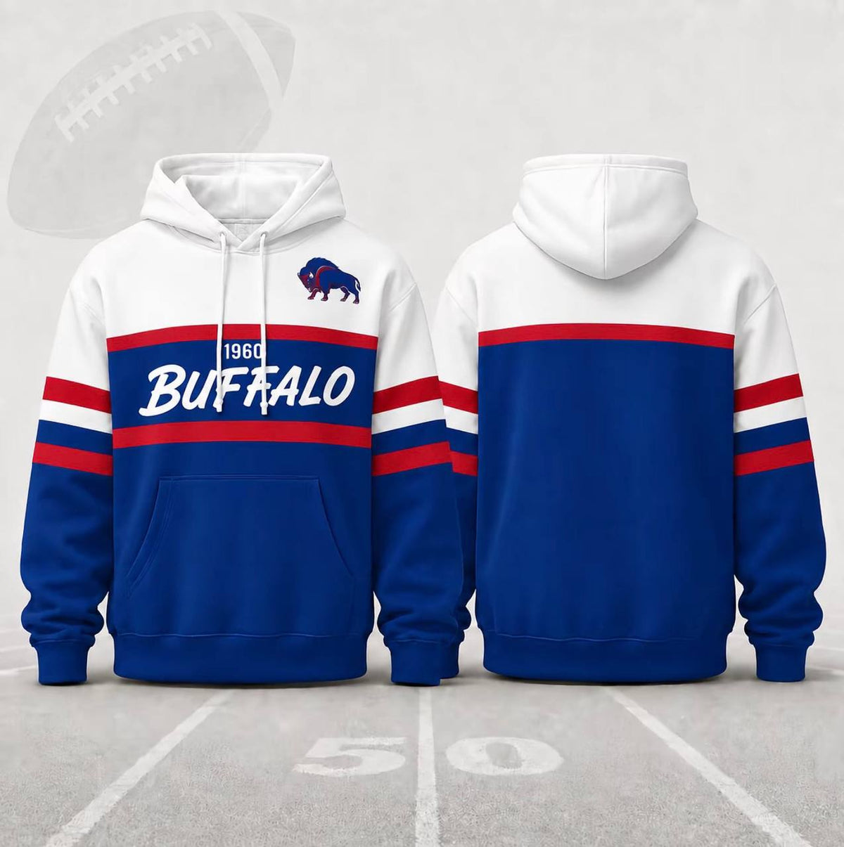 Unisex Football Retro City Letter Hoodie, All Team Color-Block Striped Hooded Sweatshirt, Long-Sleeve Casual Top For Sports Game Day And Daily Street Outfits