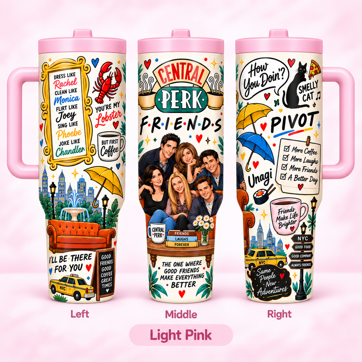 1 Pc 40oz Tumbler Friends Central Perk 40oz Stainless Steel Tumbler with Handle