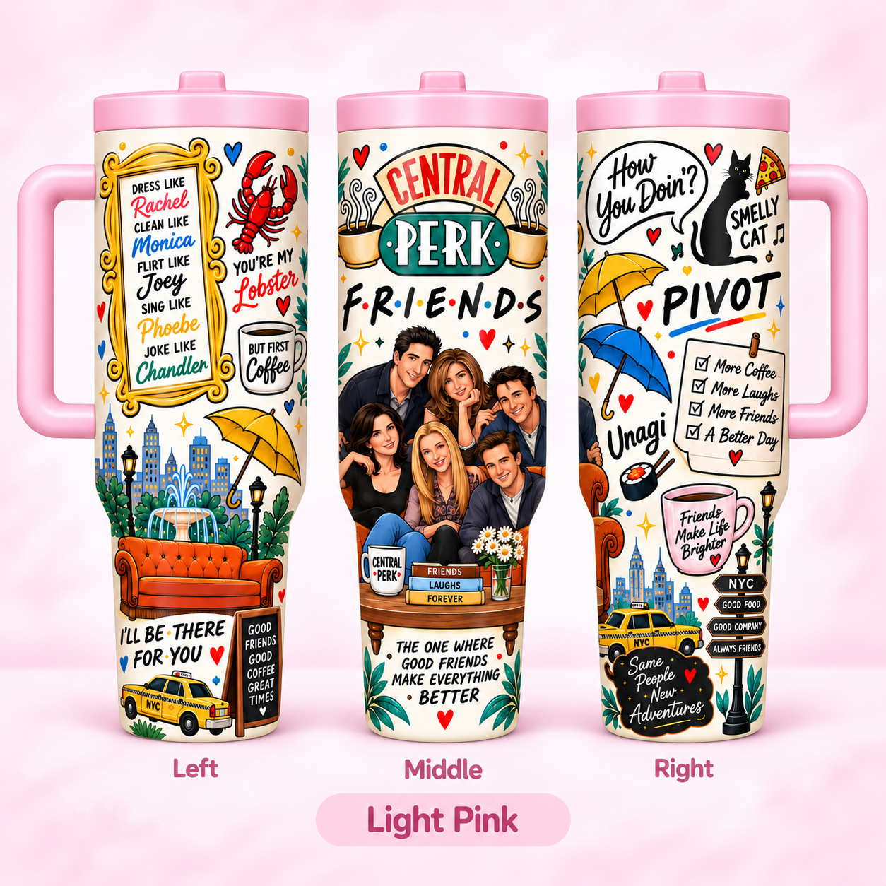 1 Pc 40oz Tumbler Friends Central Perk 40oz Stainless Steel Tumbler with Handle