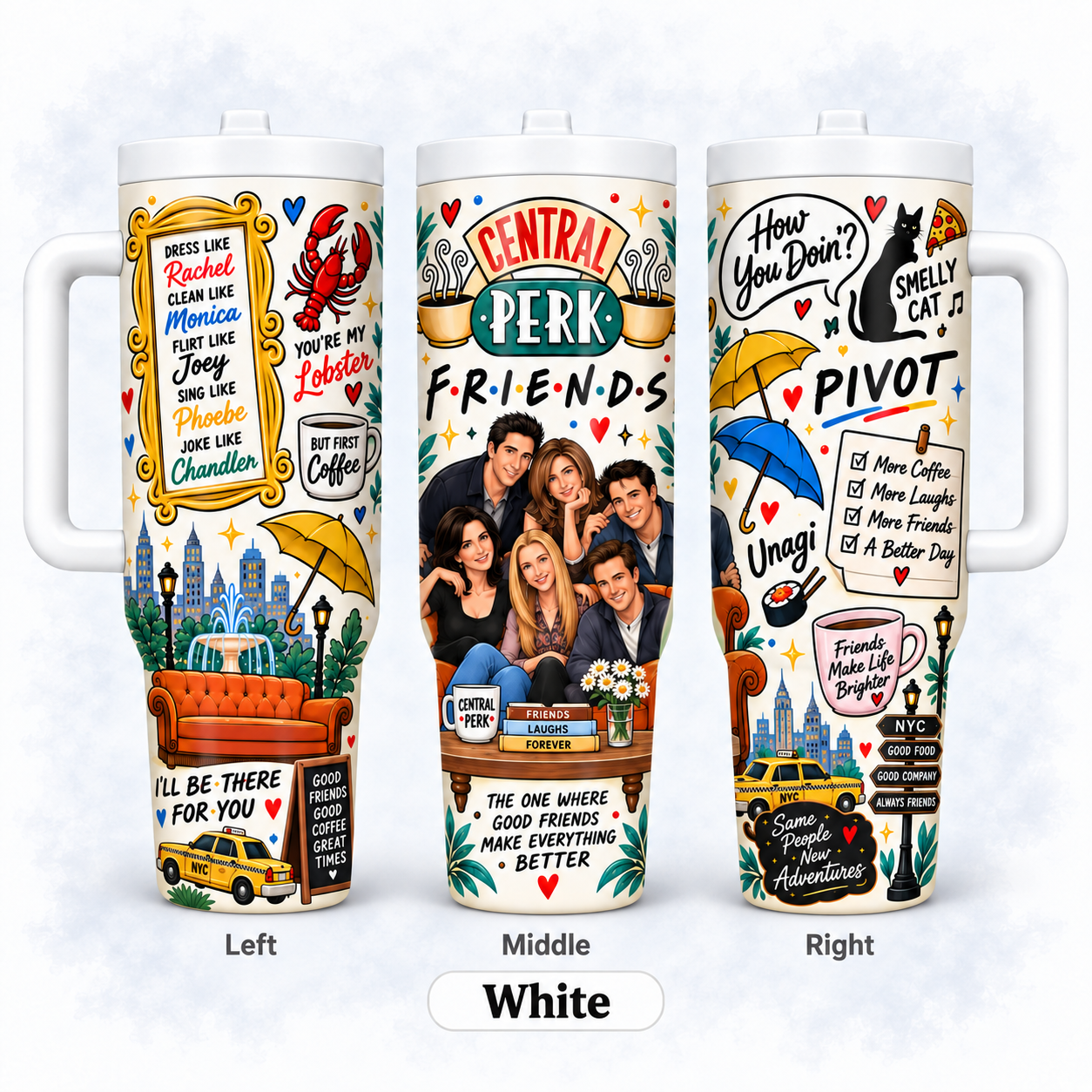 1 Pc 40oz Tumbler Friends Central Perk 40oz Stainless Steel Tumbler with Handle